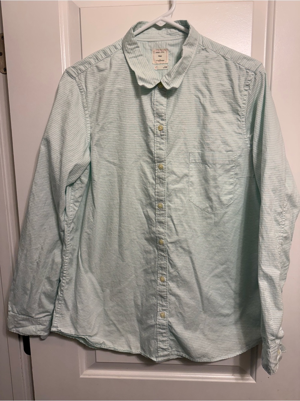 GAP Light Mint Green Fitted Boyfriend Button-Down Shirt